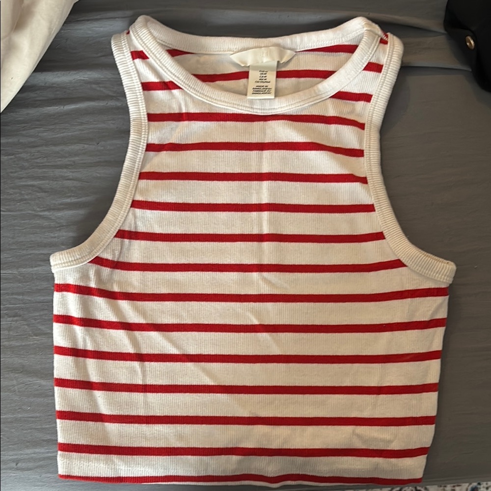 H&M Red and White Striped Tank Top